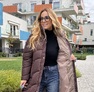 New Reby mogyoró barna – Hosszított steppelt női kabát – Innova Fashion – 4. kép